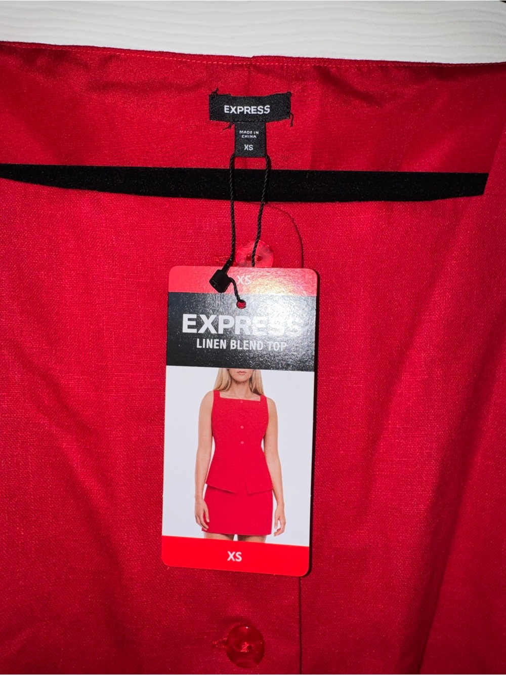 Express Red Sleeveless Linen-Blend Mini Dress Top